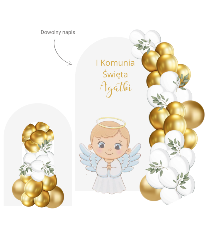 2 ścianki łukowe z naklejką, figurką i girlandą balonową